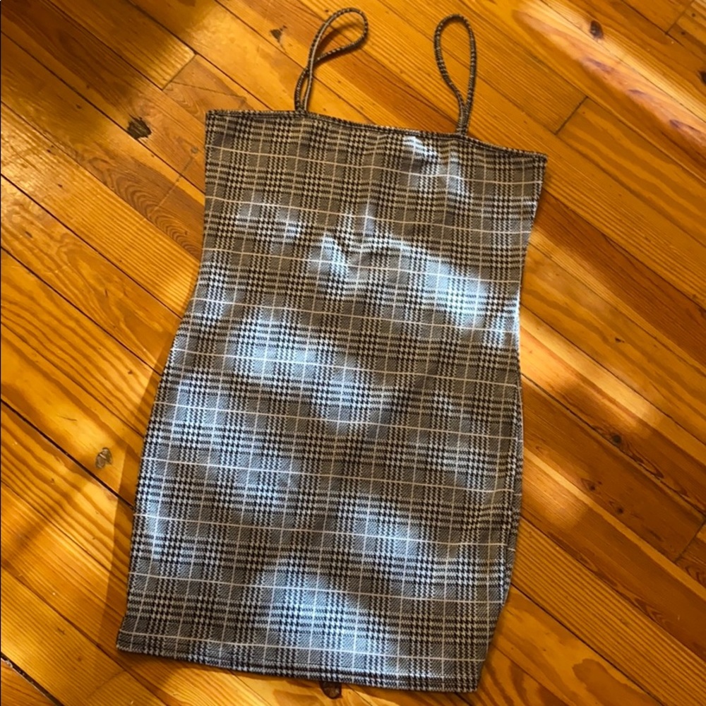 Grey plaid tight fitted dress